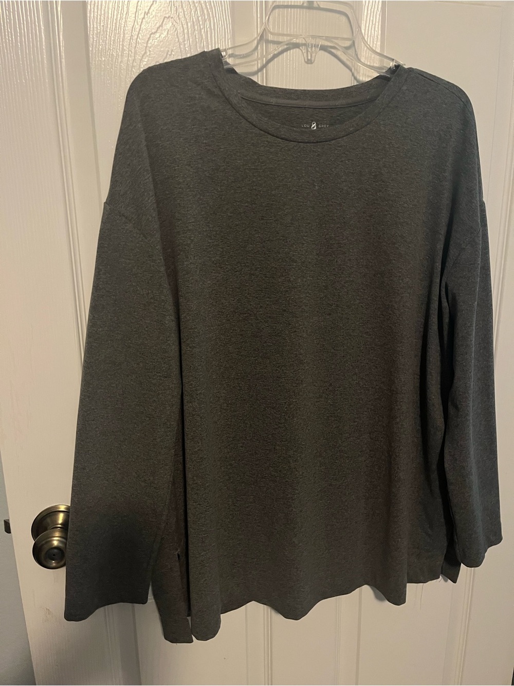 Lou and Grey Charcoal Gray Long Sleeve Crewneck Top